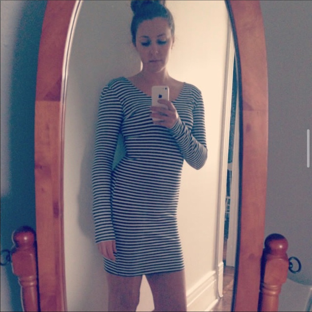 Horizontal black striped dress